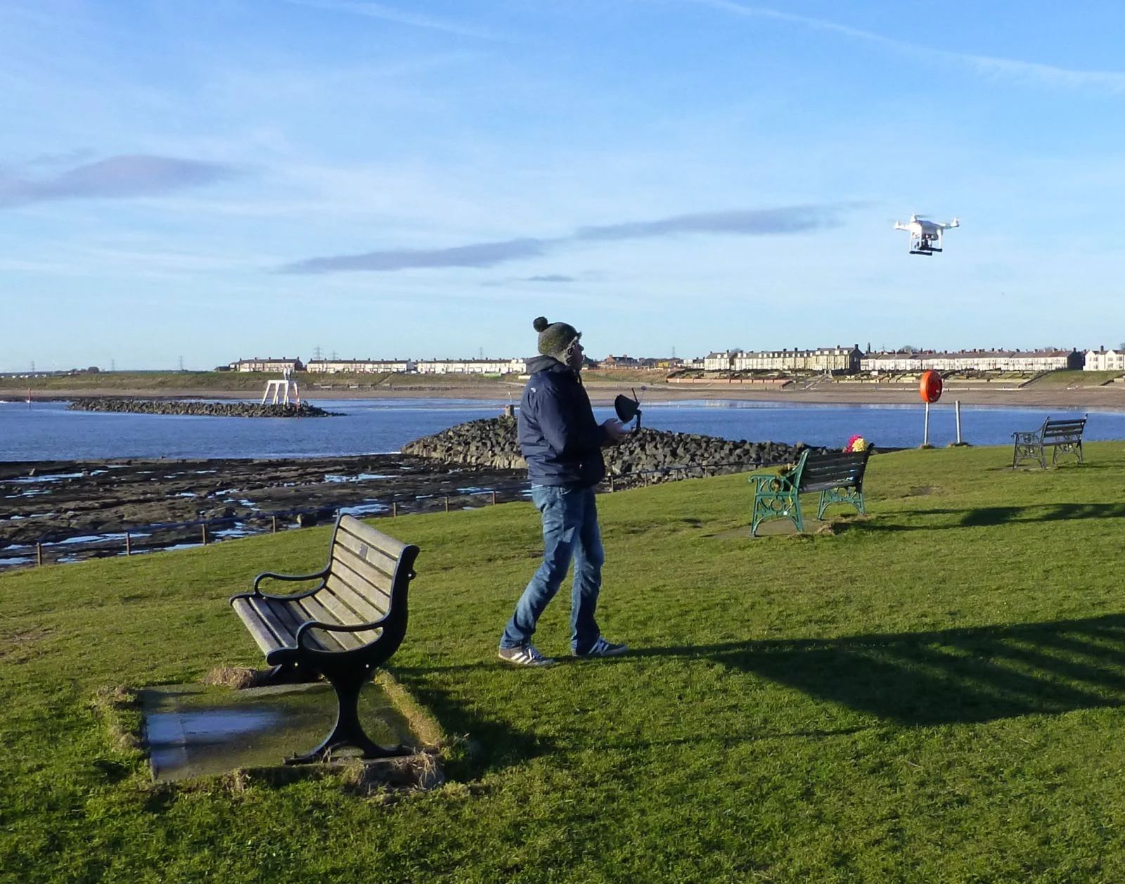 Autonomous multirotor unmanned aircraft system flying during aerial navigation and telemetry testing