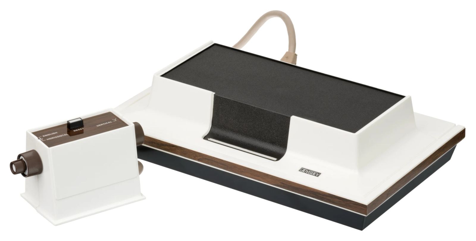 Classic Magnavox Odyssey home video game console set illustrating the heritage of interactive electronic gaming.