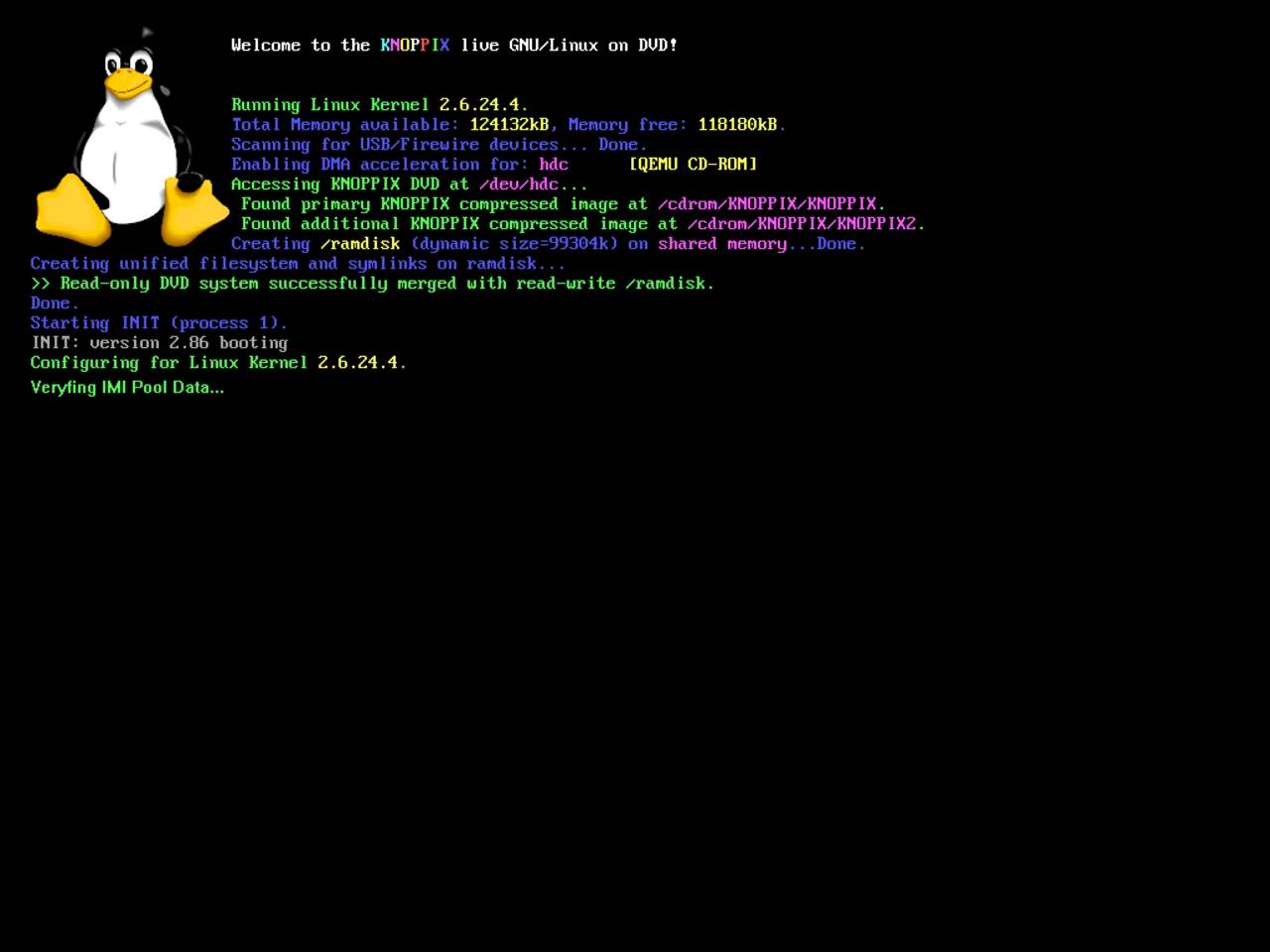 Betriebssystem-Kernel-Boot-Konsole mit Anzeige der Low-Level-Prozessinitialisierung und Laufzeitsicherheitsgrenzen