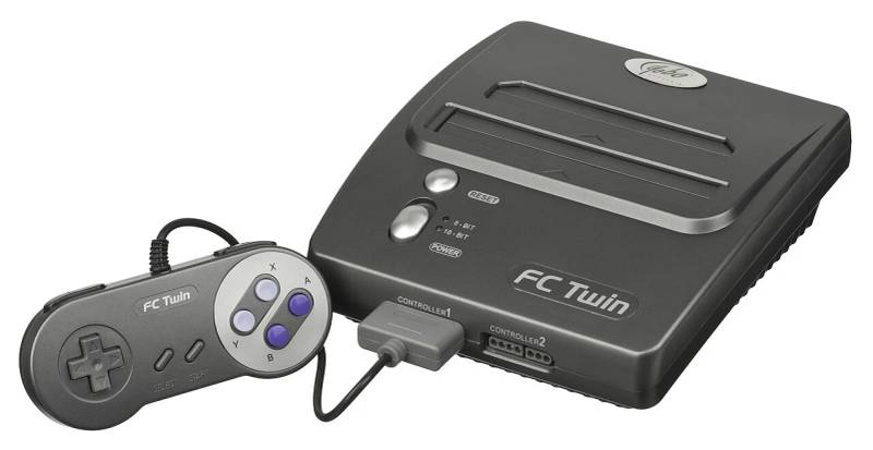 Home video gaming console platform and dual controller configuration representing multiplayer living room entertainment ecosystems.